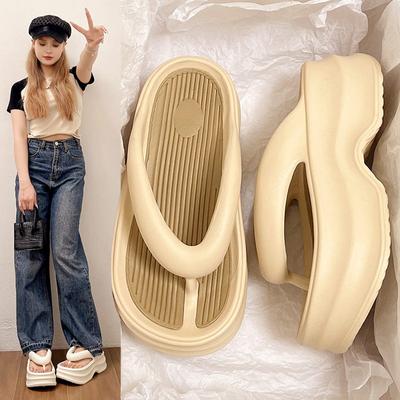 Damen-Flip-Flops mit dicker Sohle für den Sommer, modische Poop-Feeling-Flip-Flops für den Strand, Sandalen