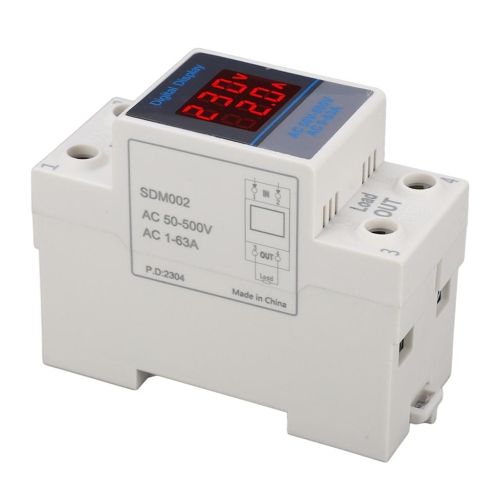 Voltage Current Meter Din Rail Double Display Display Monitor Single Phase Household with
