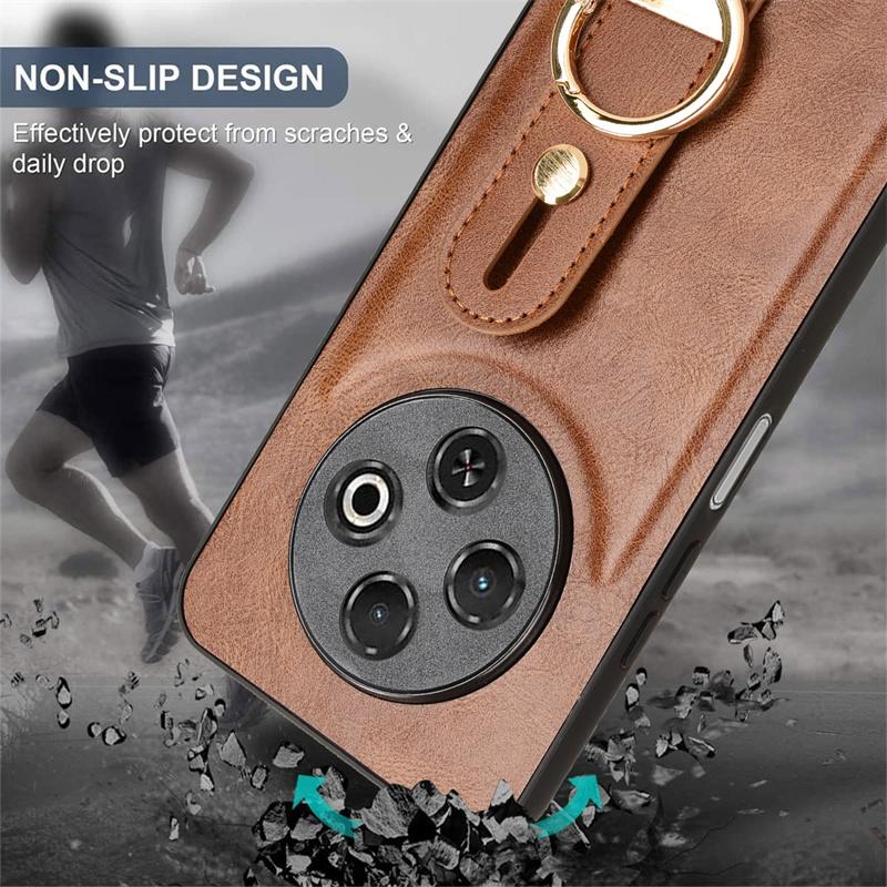 For Tecno Spark 30C Fashion Wrist Strap Phone Holder Case For Tecno Spark 30C Leather Style Case Drop-Resistant Cover