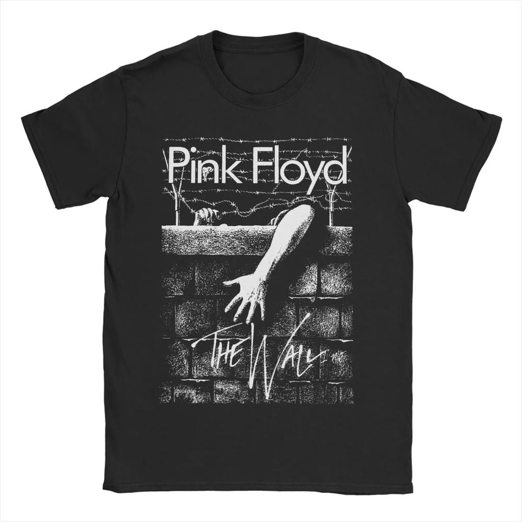 Oversized Black Short-Sleeve T-Shirt Featuring Pink Floyd Band Members Live Portrait Graphic Print For Classic Rock Fans
