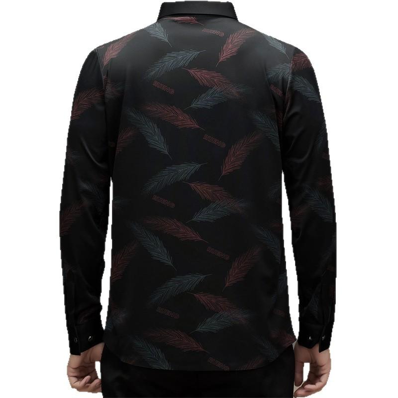 Winter Men's Trendy Printed Long Sleeve Shirt Business Casual