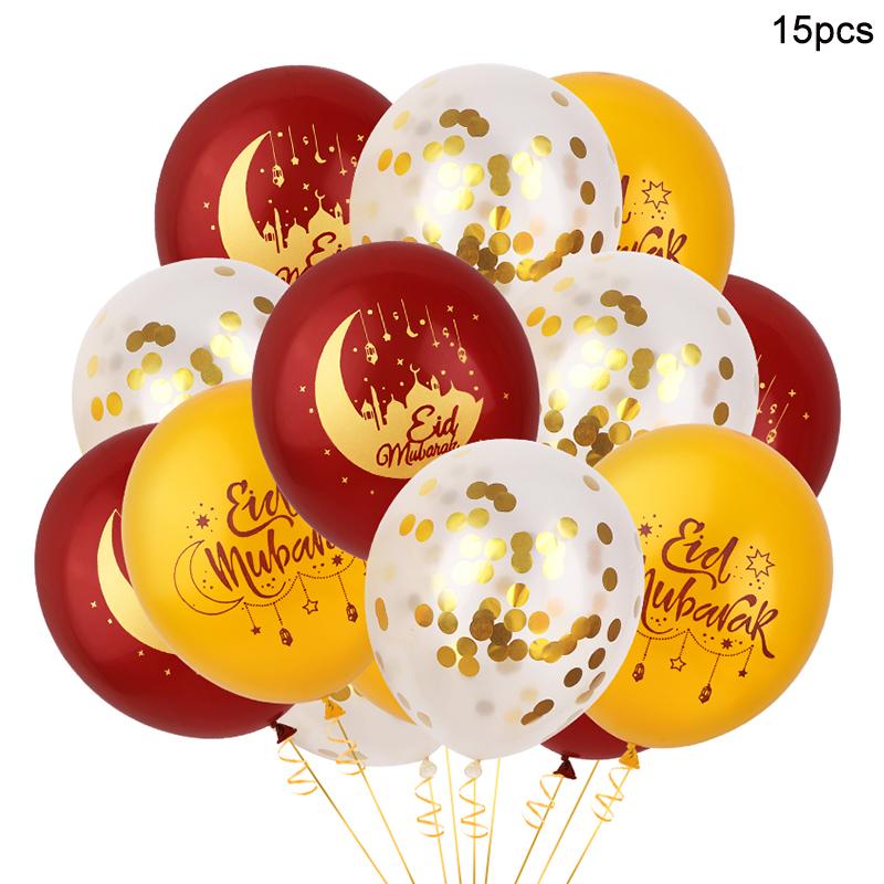 

20/15Pcs Eid Mubarak Moon Star Latex Balloons Kit 2026 Muslim Islamic Festival Party Decoration Supplies Ramadan Kareem Gifts 12Inch