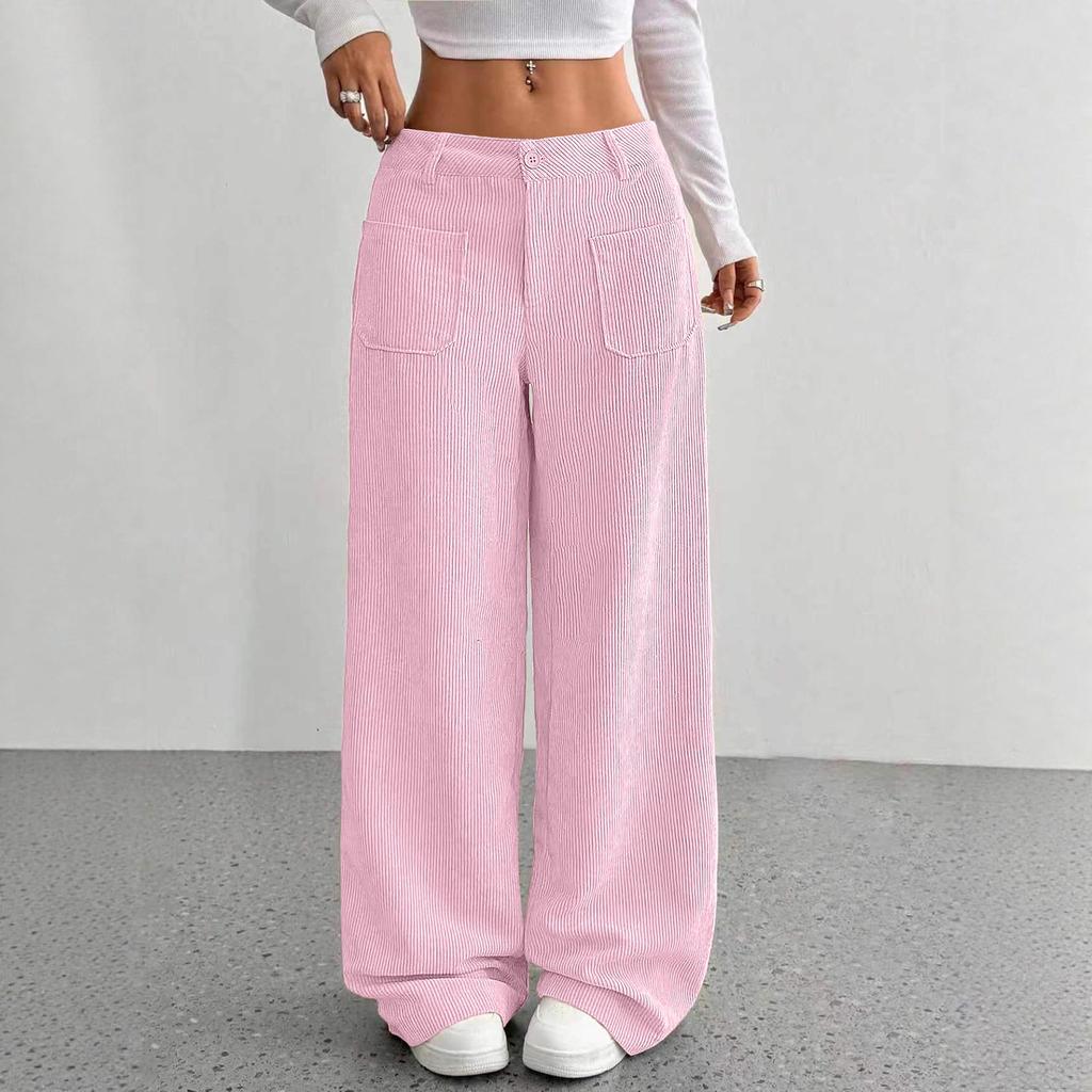 VEZFAA Pantalones y capris de cintura alta con estampado de color sólido informal a la moda para mujer