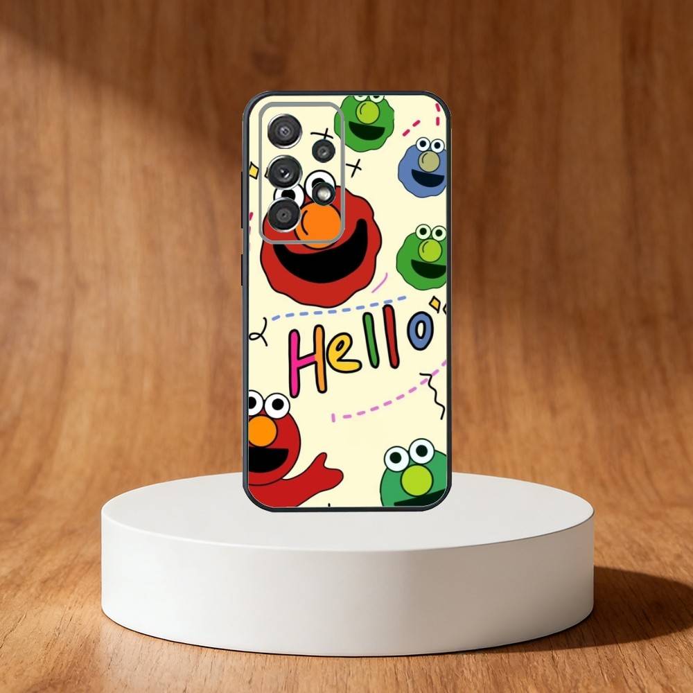 Sesame S-Street Cookie Elmo Phone Case For Samsung S25,S24,S21,S22,S23,S30,Ultra,S20,Plus,Fe,Note,10,9,5G Black Cover