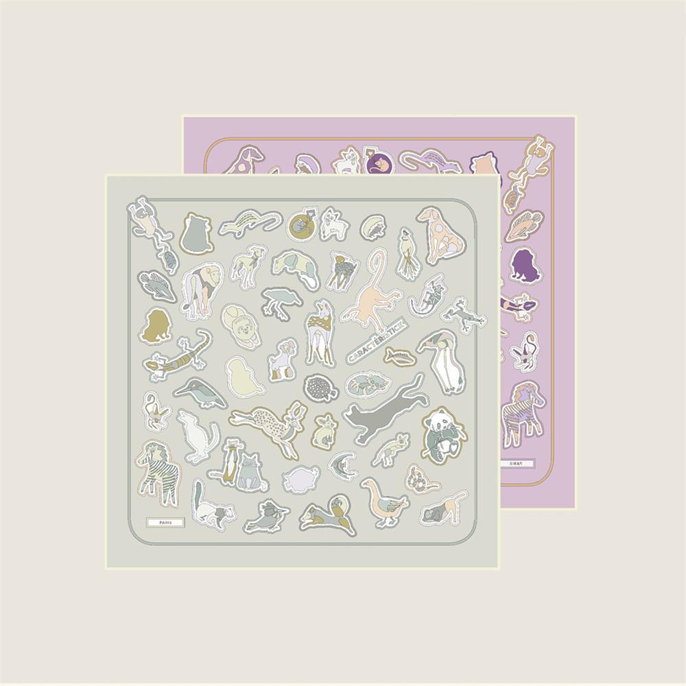 POBING Hand Rolled Twill Silk Scarf Women Animals Double Side Print Square Scarves Wraps Echarpes Foulards Femme Hijab 53CM