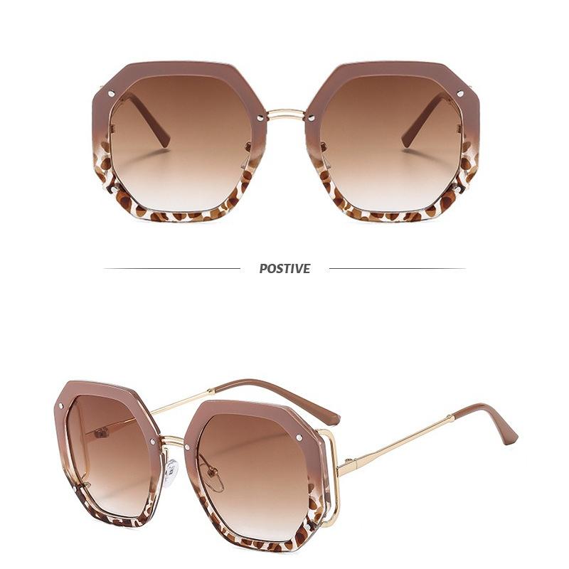 New Personalized Rice Nail Polygonal Large Frame Sunglasses Ins Fashion Women's Trend Hollow Metal Sunglasses