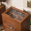 27*26*20cm1pc Vintage Glass Dust-proof Six Grids Jewelry&perfume Storage Cabinet with Two drawers,Multi Layer Collectibles Storage Case.
