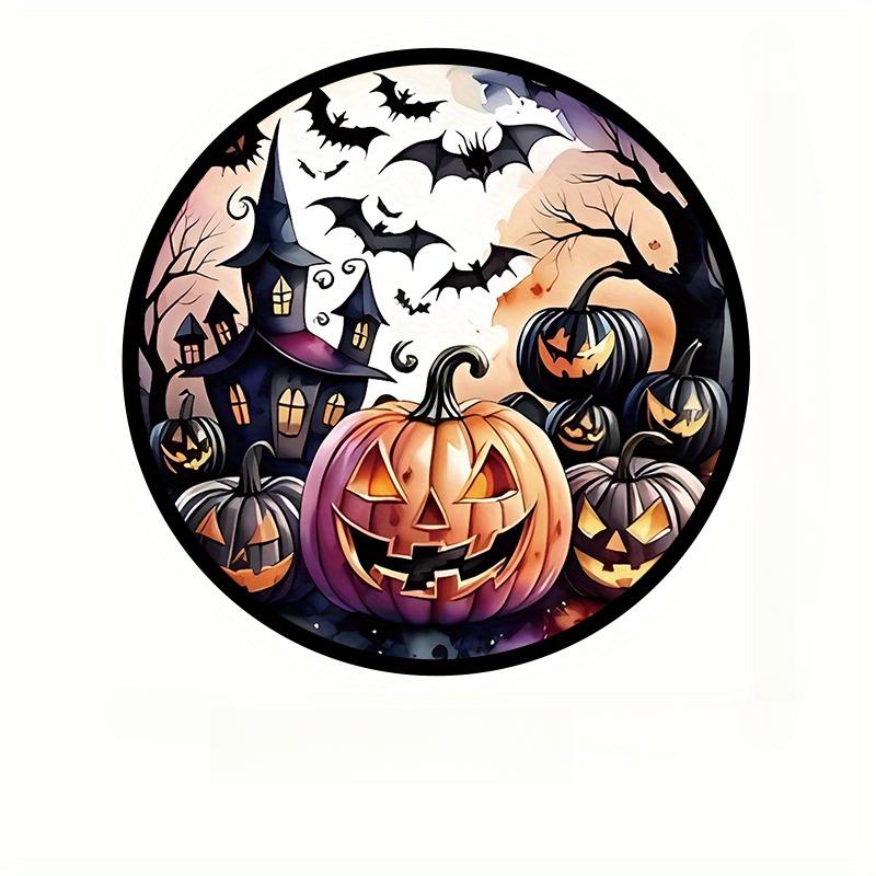 

Halloween Round Rug - Soft Polyester, Non-Slip, Machine Washable, Pumpkin & Bat Print for Living Room, Bedroom, Office Decor 120cm