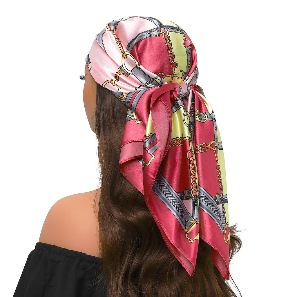90*90cm Silk Scarf Scarftop Headwraps For Woman Fashion Four Seasons Hair Accessories Hijab Foulard Bandana Femme Headscarf