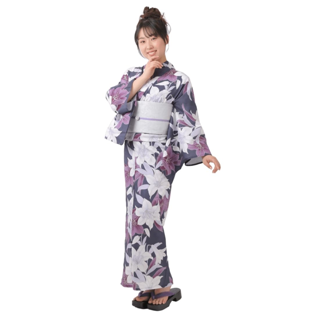 [Le coeur] Women s Yukata, Free Size, Beautiful White Lily