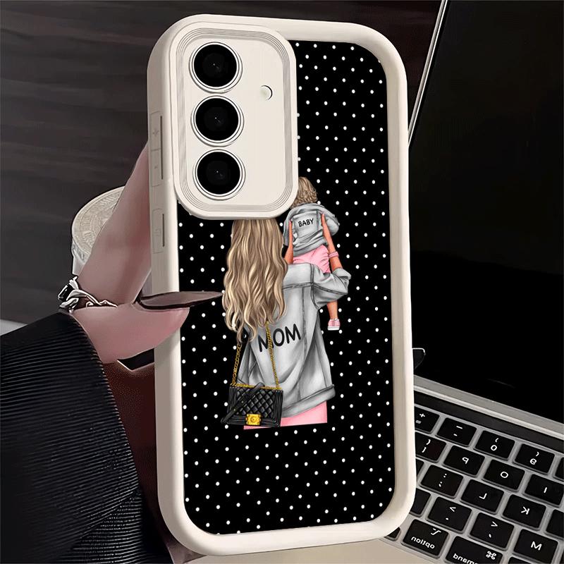 

Phone Case for Samsung Galaxy S26 S25 Ultra S24 FE Mom Baby Fashion Dot Desgin Shell S23 Plus S22 + S21 S20 5G Soft Silicone Fun Samsung S23 FE