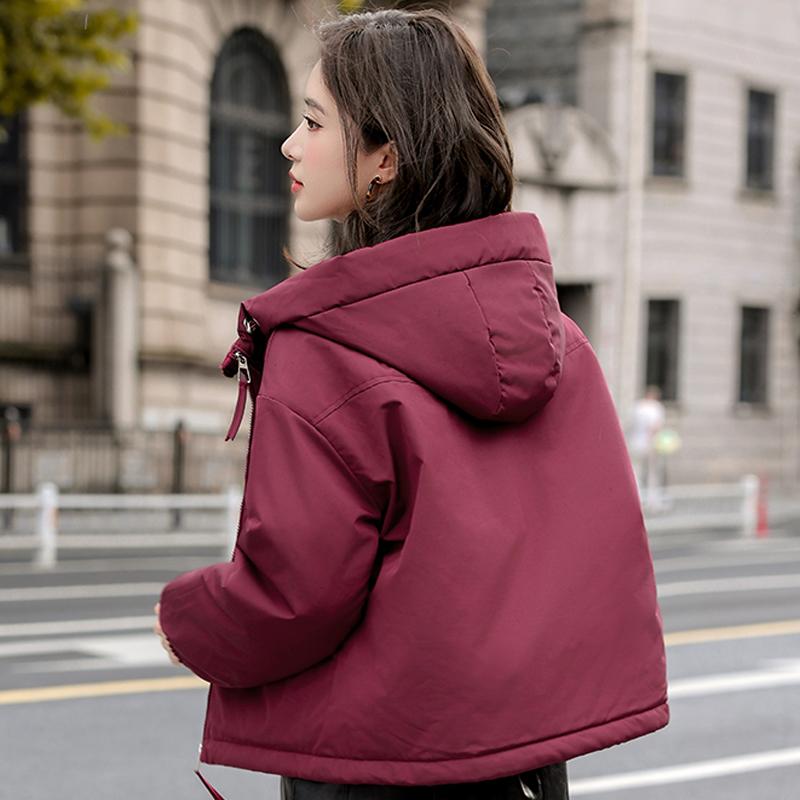 Dámské módní zimní bundy s kapucí, ležérní parka, dámské s dlouhým rukávem, hřejivé krátké kabáty