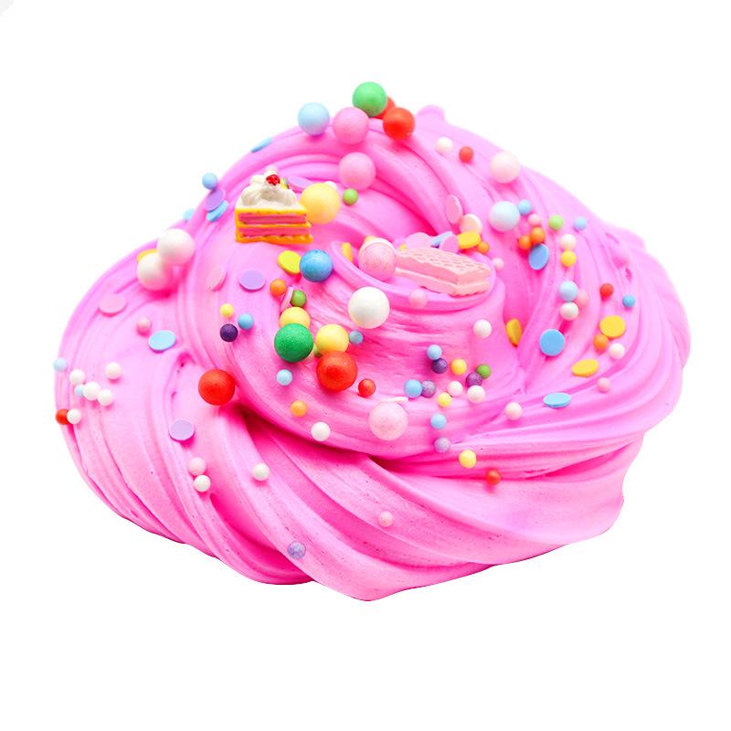 H- Spinner Cute Clock Block Cake Fluffy Slime Plasticine Mud Slam Stress Relief Barneleke