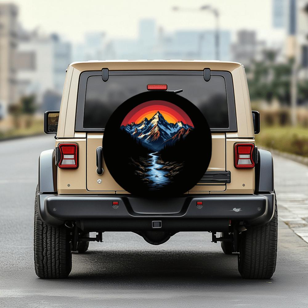 1pc, Mountain And River Pattern, 30/34 Inch Multi-Functional Tire Cover, Suitable For Various Vehicle Types Including Jeeps, Tra