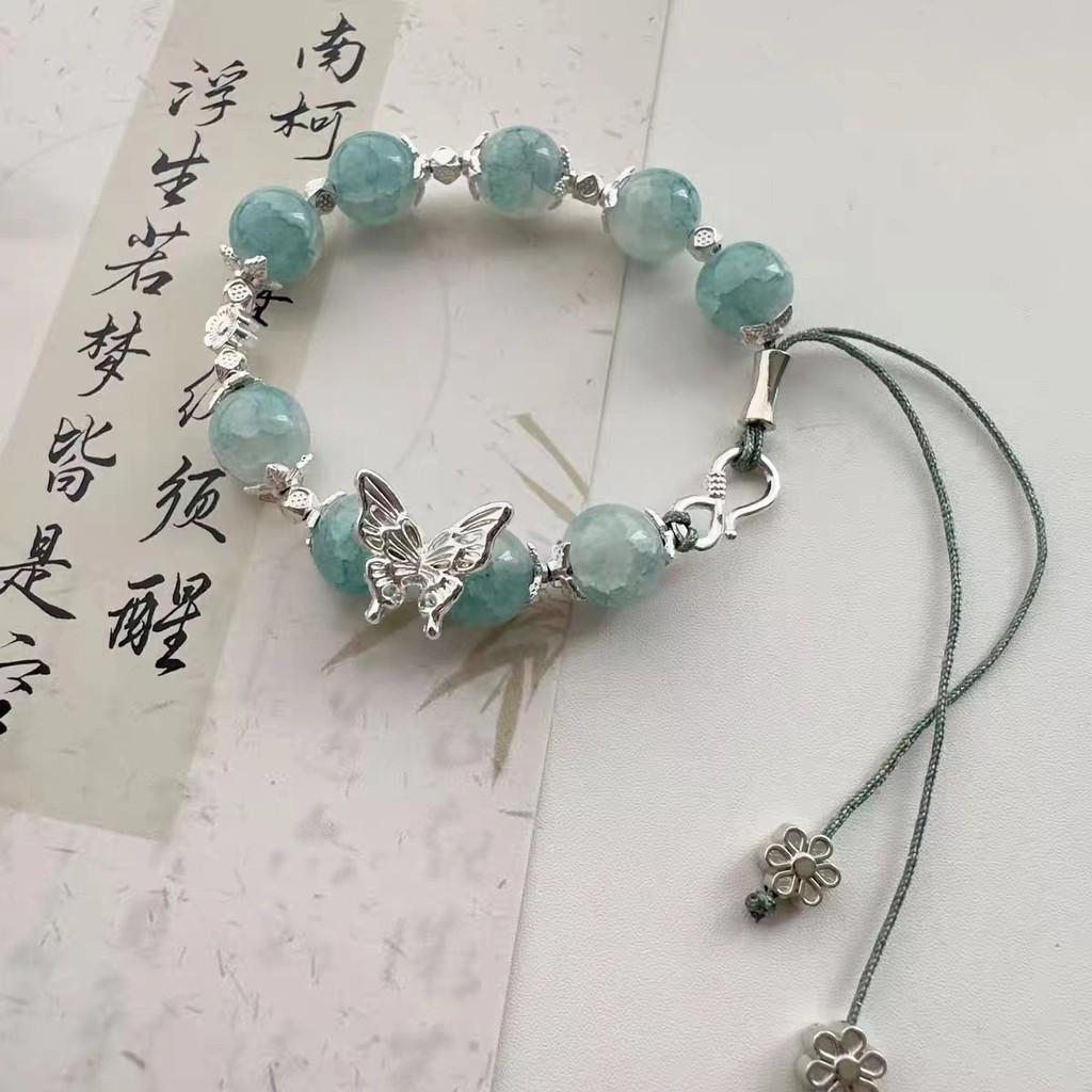 Exquisite New Chinese Style Green Beaded Pendant Bracelet For Women With Unique Design