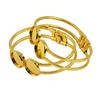 2Pcs Brass Cuff Bracelet 16mm Round Bezel Trays - Gold