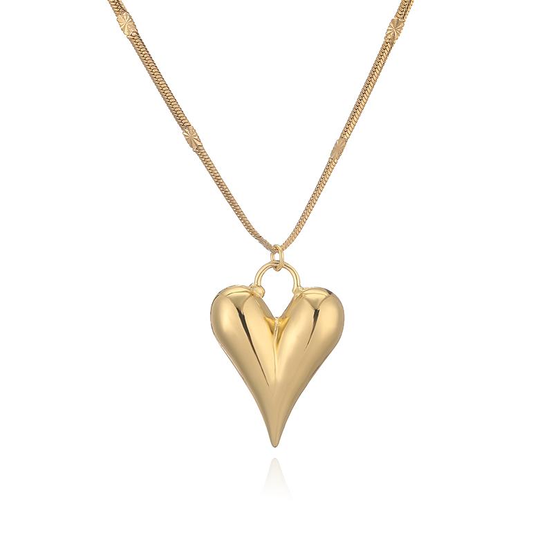 

HECHENG, Brass 18K gold-plated Heart pendant necklace earrings for women s fashion Zircon wholesale