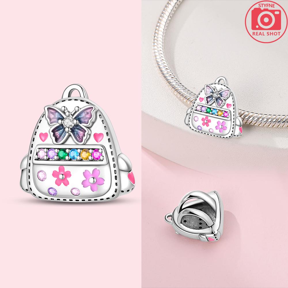 Exquisite Pendants Woman Original Charms Cute Pink Crown Perfume Bottle Bag Beads Fit Copper Bracelet Jewelry Fine Gift Diy