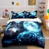 New Arrival! Wolf and Rose Print Bedding Set for Wolf Totem Lovers 1 Quilt Cover 2 Pillowcases Adult and Kids Bedding Set Gifts