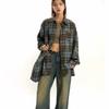 Women's American Retro Plaid Long-Sleeve Shirt - Casual, Sweet, High-End, and Versatile