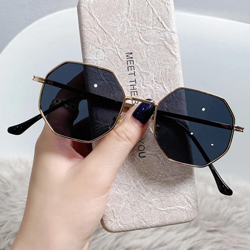 Personalized Multi Women's Sun Goggles New Fashionable Metal Polygonal Sunglasses Driving Travel Anti UV Sunshades Sunglasses