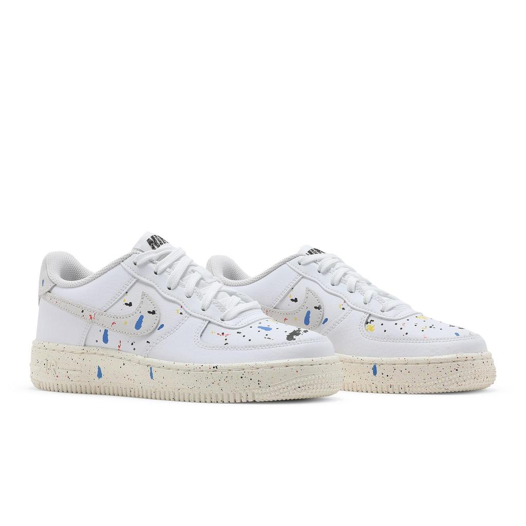 Nike Air Force 1 LV8 3 Grade School 'Paint Splatter - White' (Unisex) White / Sail / White / White Kids' Skateboarding Shoes DJ2598 100