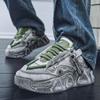 Chunky Sneaker Men Designer Distressed Sport Shoes Fashion Casual Leather Fabric Breathable Height Increased Flat Platform Shoes