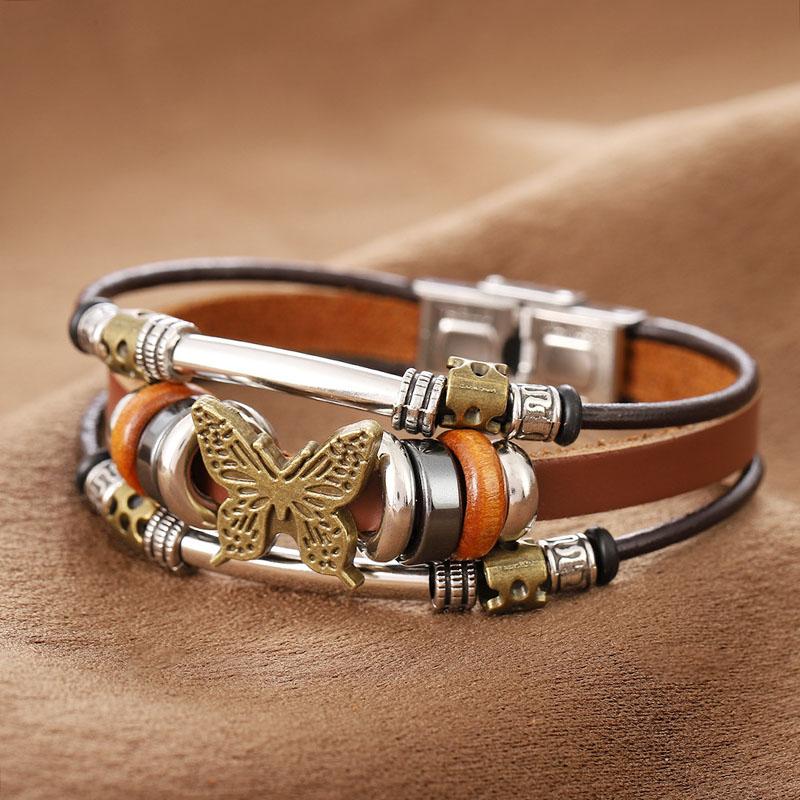 Turkish Blue Eye Wristband Lucky Hand  Gifts Evil Eye Fatima Hand Charm Bracelets for Women Men Genuine Leather Bracelet