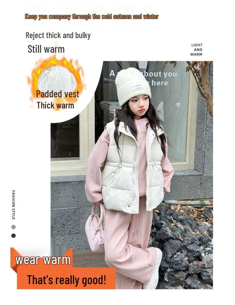 Girls' Fleece-Lined Sweatshirt Three-Piece Set - 2024 Autumn/Winter Trendy Casual Sportswear