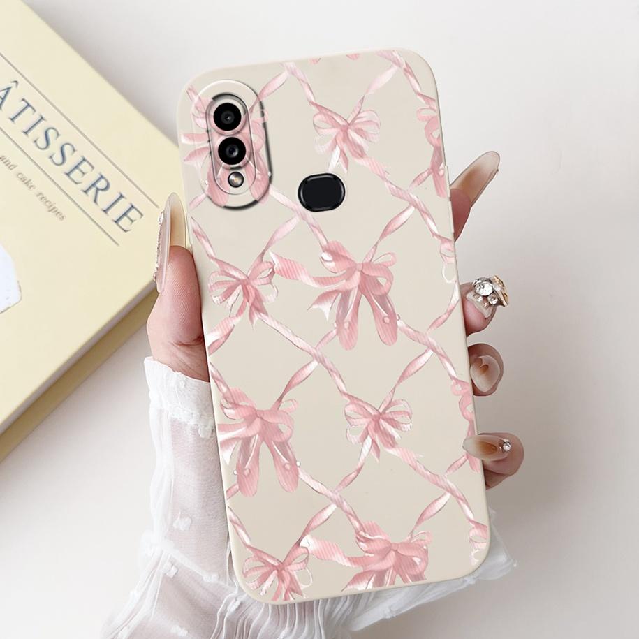For Samsung Galaxy A10 A10S M01S Phone Case Fashion Flower Back Cover Liquid Silicone Protector on Samsung A 10 Shockproof Funda