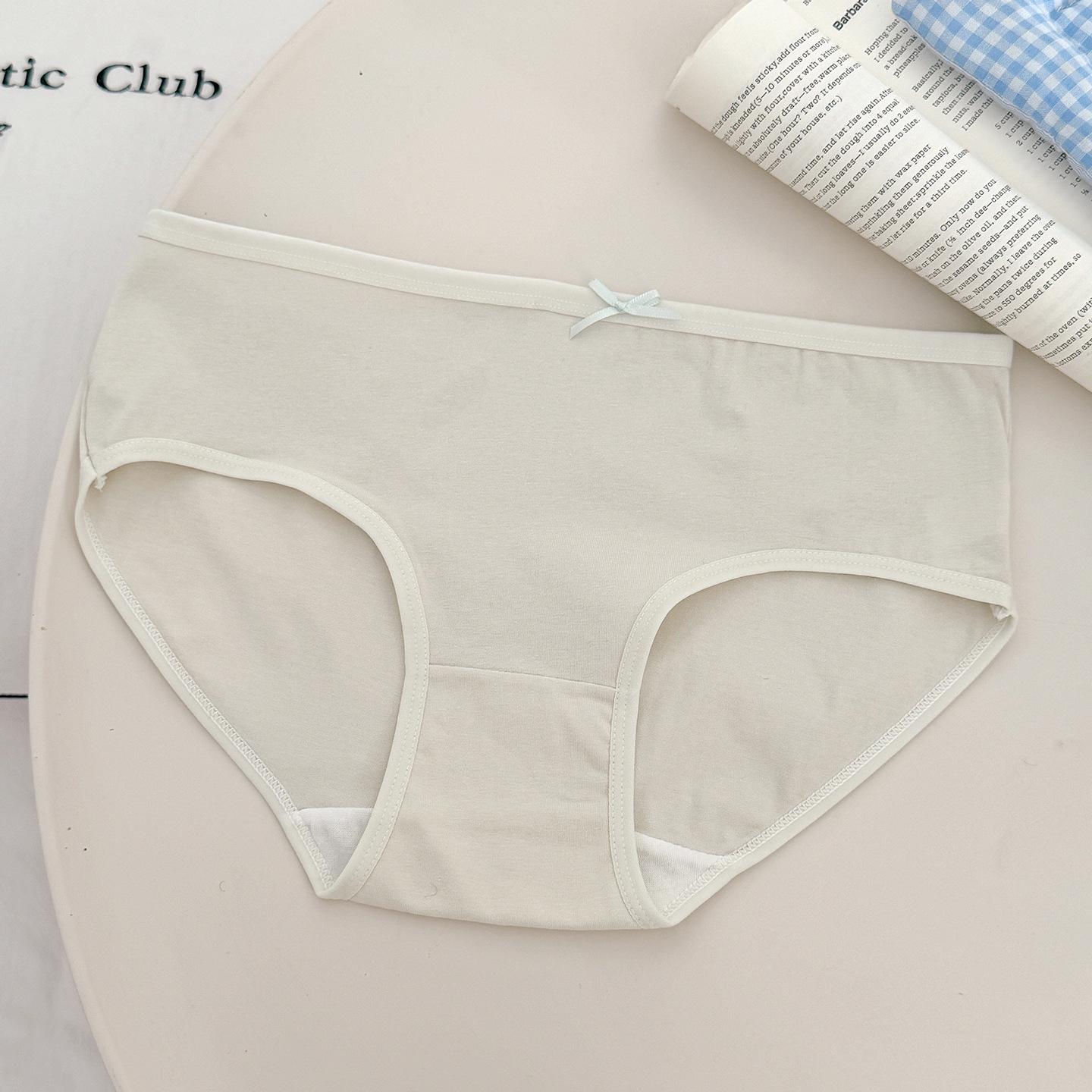 Women s 10A Grade Pure Cotton Antibacterial Mid-Rise Bow Seamless Breathable Panties L (recommended for 105-125 lbs)