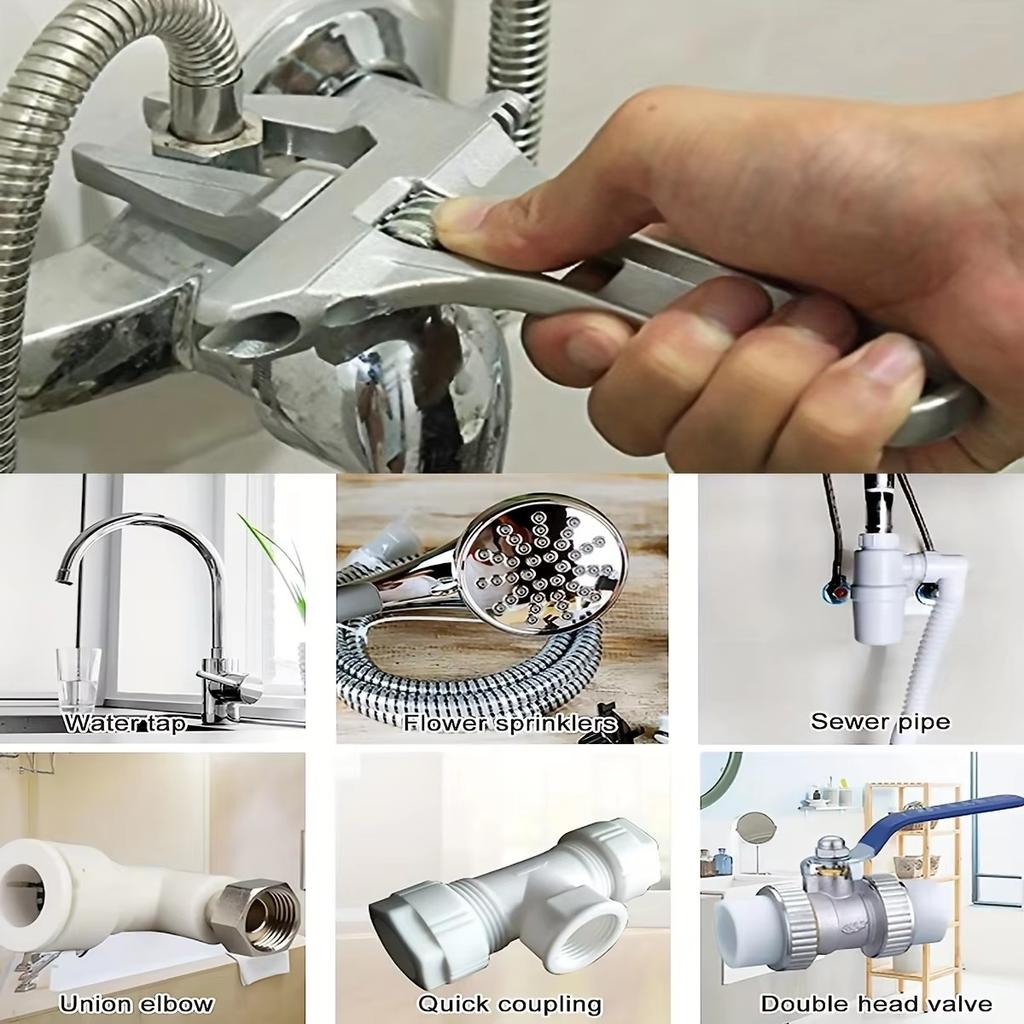 Adjustable Wrench Large Opening Bathroom Spanner Wrenches Wide Jaw 16-68mm Aluminum Alloy Spanner Wrenches Shank Plumb