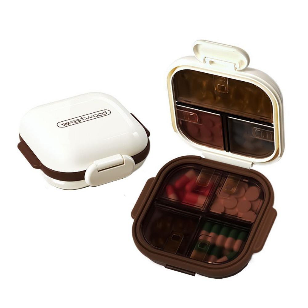 

Food Grade 7-Compartment Pill Dispenser Sealed Weekly Pill Organizer Tablets кремовый