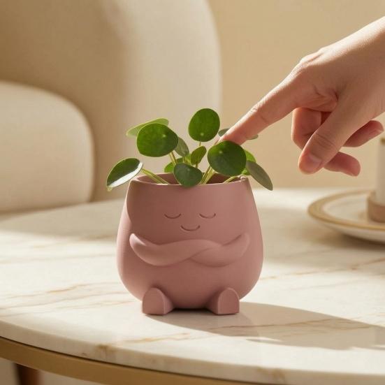 Adornos para Macetas Impresión 3D Lindo Soporte de Planta de Escritorio Duradero PLA Decoración del Hogar para Suculentas