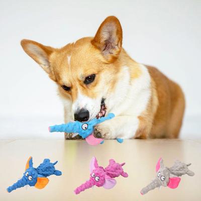 Pet Toy Bite-resistant Interactive Plush Dog Chew Toy Cartoon Elephant Shape Pet Squeaky Toy Pet Supplies