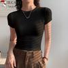 Woodpecker Women's Ribbed Round Neck Cropped T-shirt