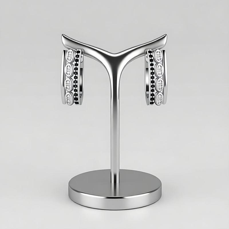 Creolen mit runden & schwarzen Zirkonia