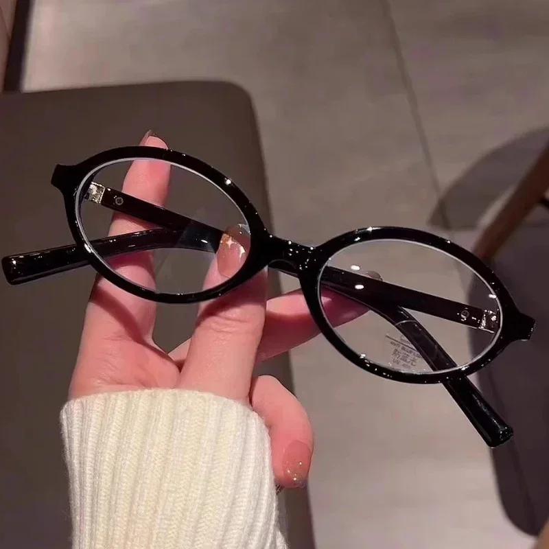 Fashion Hip-hop Y2K Millennium Glasses Vintage Style Premium Oval Black Frame Glasses Sweet Cool Narrow Small Oval Eyeglass