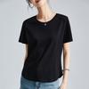 Summer Women's White Mercerized Cotton T-Shirt Stitching Round Neck Basic Top Plus Size Slim Fit Layered Casual Blouse