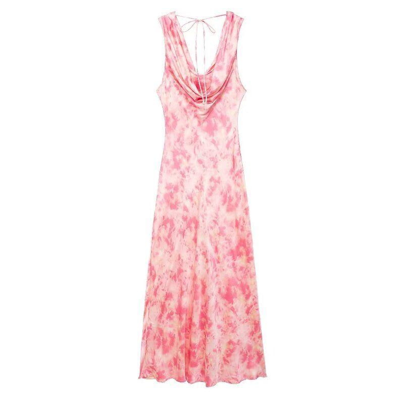 Western Style 2024 Summer New Women Clothes Sleeveless Lace-up Print Dress Long Dress 9878147 330