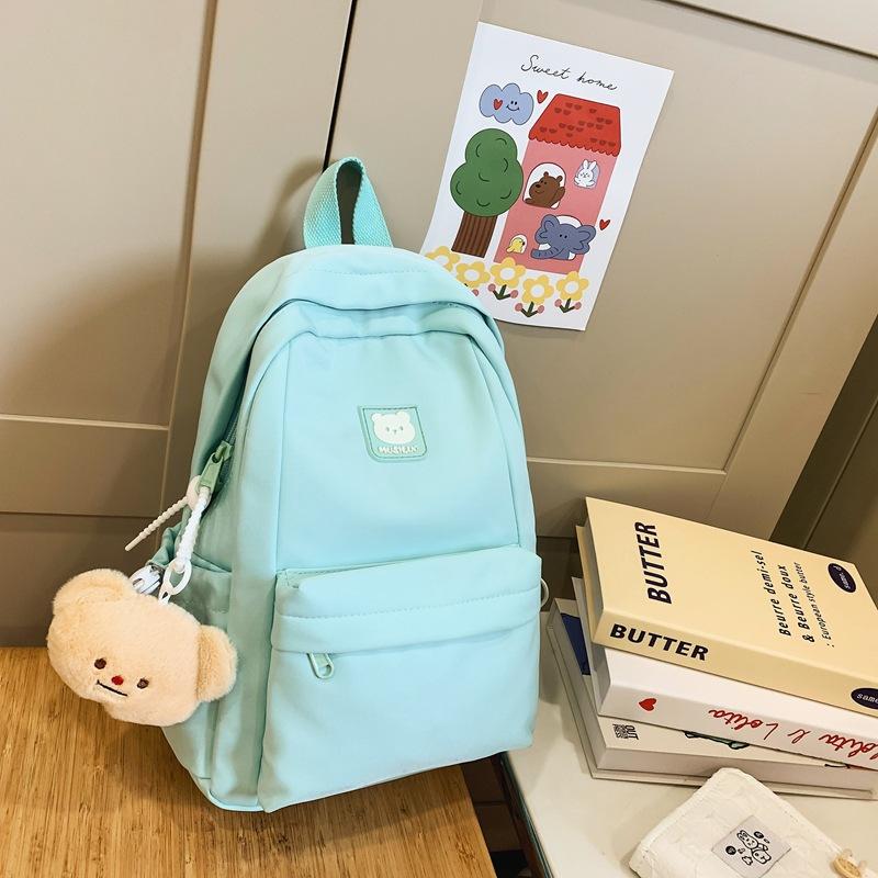 

schoolbag, female college student simple and versatile large-capacity backpack, Korean version of casual high school student travel backpack single bag зелений