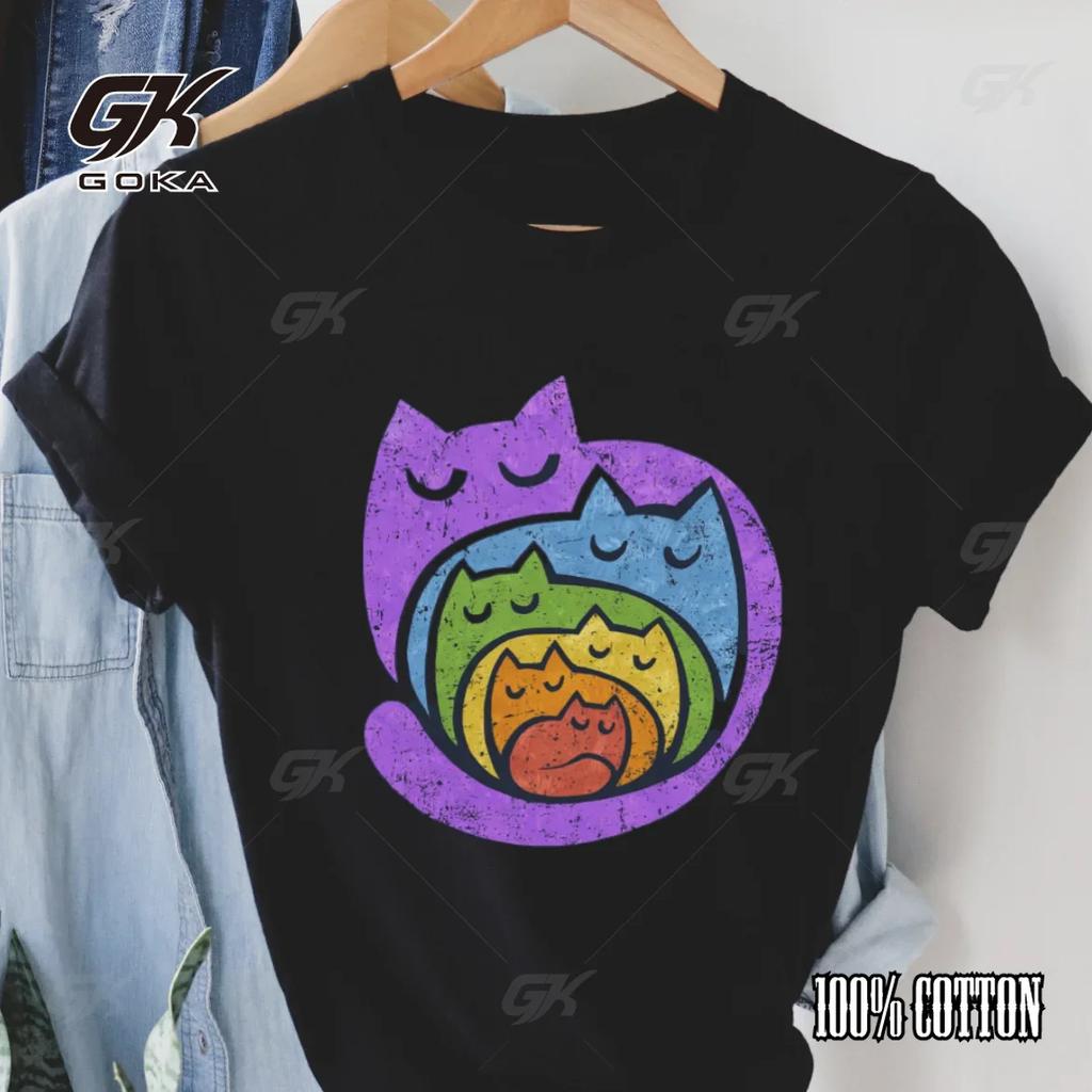 I‘ll Do It Tomorrow Funny Graphic T Shirts for Women Harajuku Style Cartoon Cat Love Pattern Women's Kawaii Clothes  Streetwear