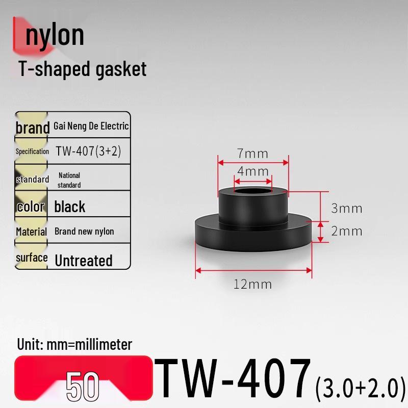 T-Shaped Nylon & Plastic Insulation Gasket, Screw Shaft Sleeve, M2-M35, Round Concave-Convex Design