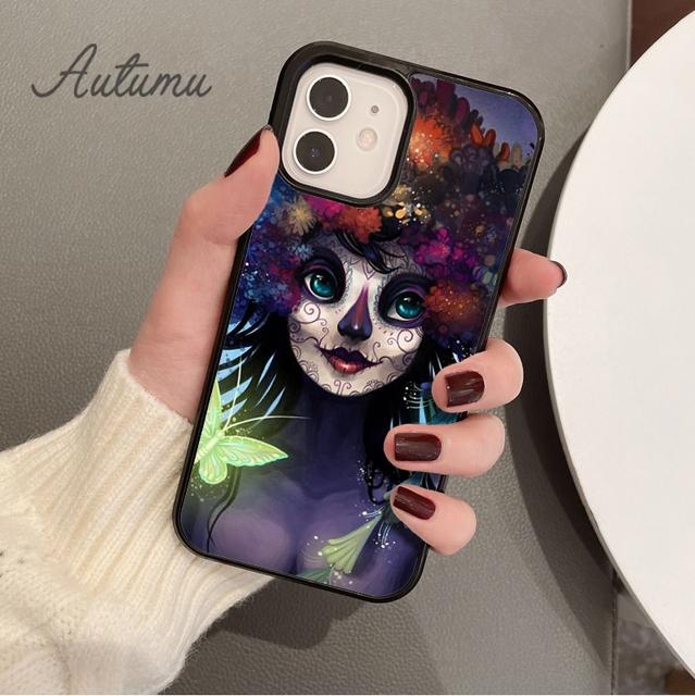 

Mexican Skull Girl tattooed Art Phone Case for iPhone 17 Air 15 16 16e 11 12 13 14 Pro Max Plus Cover coque Fundas iPhone 13