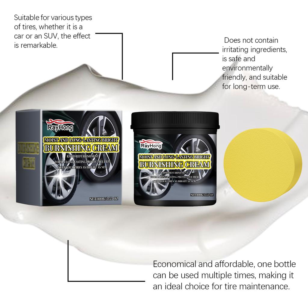 Car Tire Shine Coating Nourishing Cream Plastic Rubber Tire Retreading Anti-Aging Auto Wheel Maintenance Restore Tire Black 100g