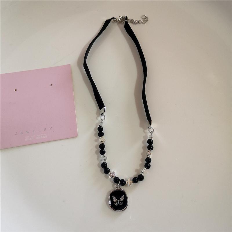 

Готический милый Y2K из нержавеющей стали с бантом в форме сердца, розовый крест, кулон из бисера, жемчуг, змея, цепочка, ожерелье для Egirl, 2000s, эмо, аксессуары