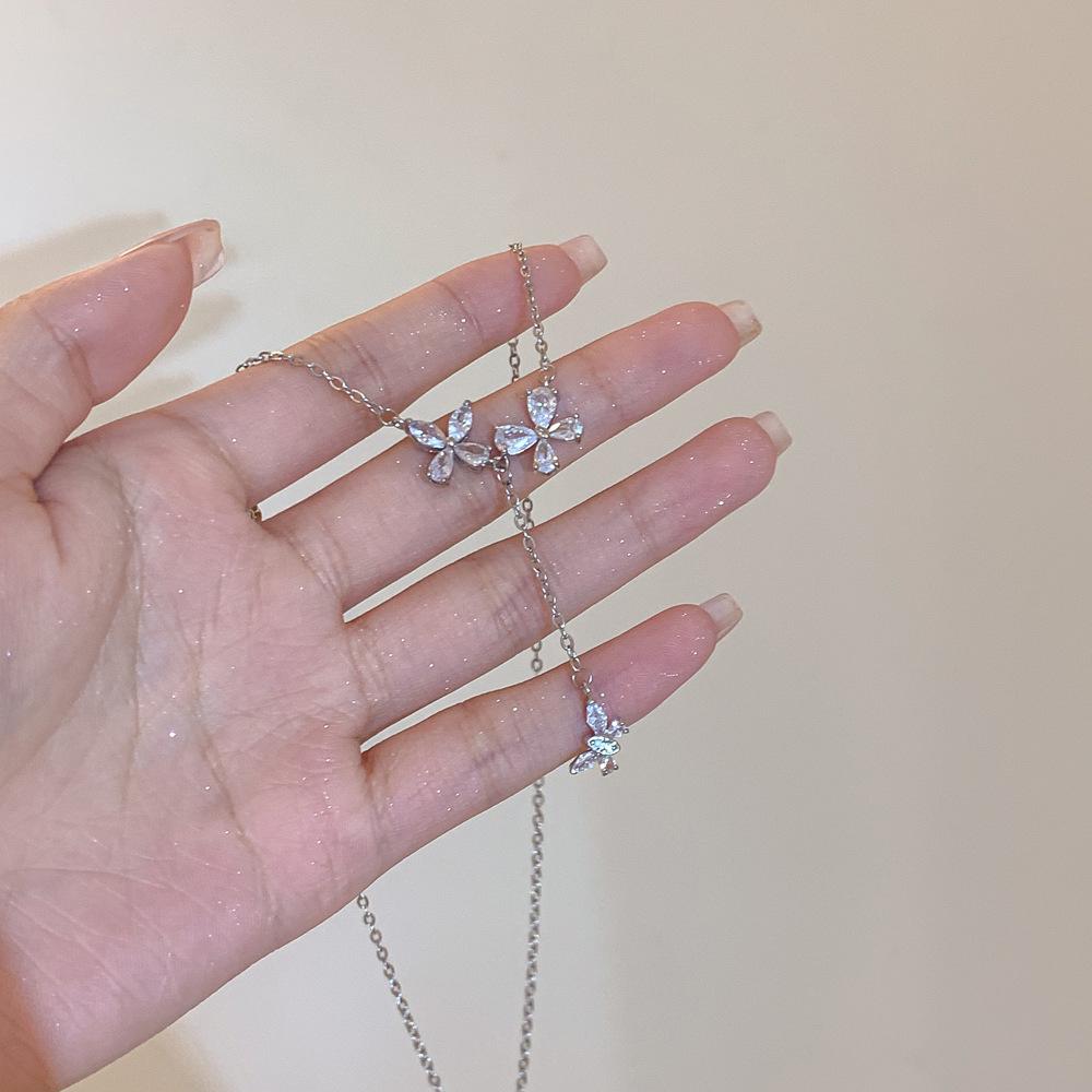 Elegant Korean Zircon Butterfly Tassel Necklace: High-End, Versatile Clavicle Chain