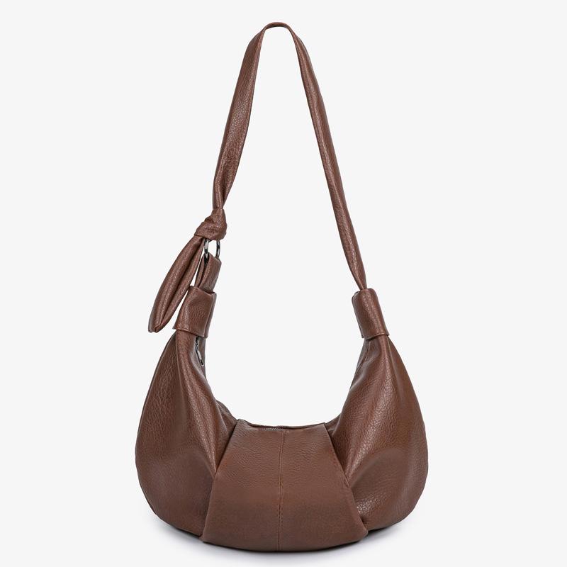 

Korean Retro Large-Capacity Pleated Dumpling Bag - 2026 New Commuter Shoulder Bag for Ladies 37*9*22 cm коричневий