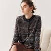 Women's Fashionable Cashmere Cardigan - Round Neck, Inlaid Pattern, Loose Fit, Warm for Autumn/Winter