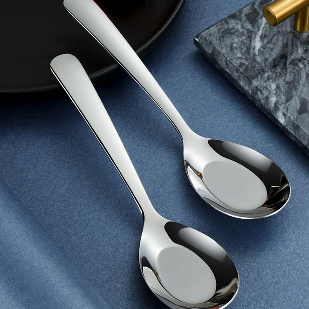 Home Kitchen Cooking Stainless Steel Flatware Soup Spoon Dinner Scoop Tableware